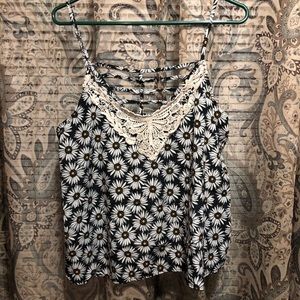 Daisy Floral and Lace crop short top